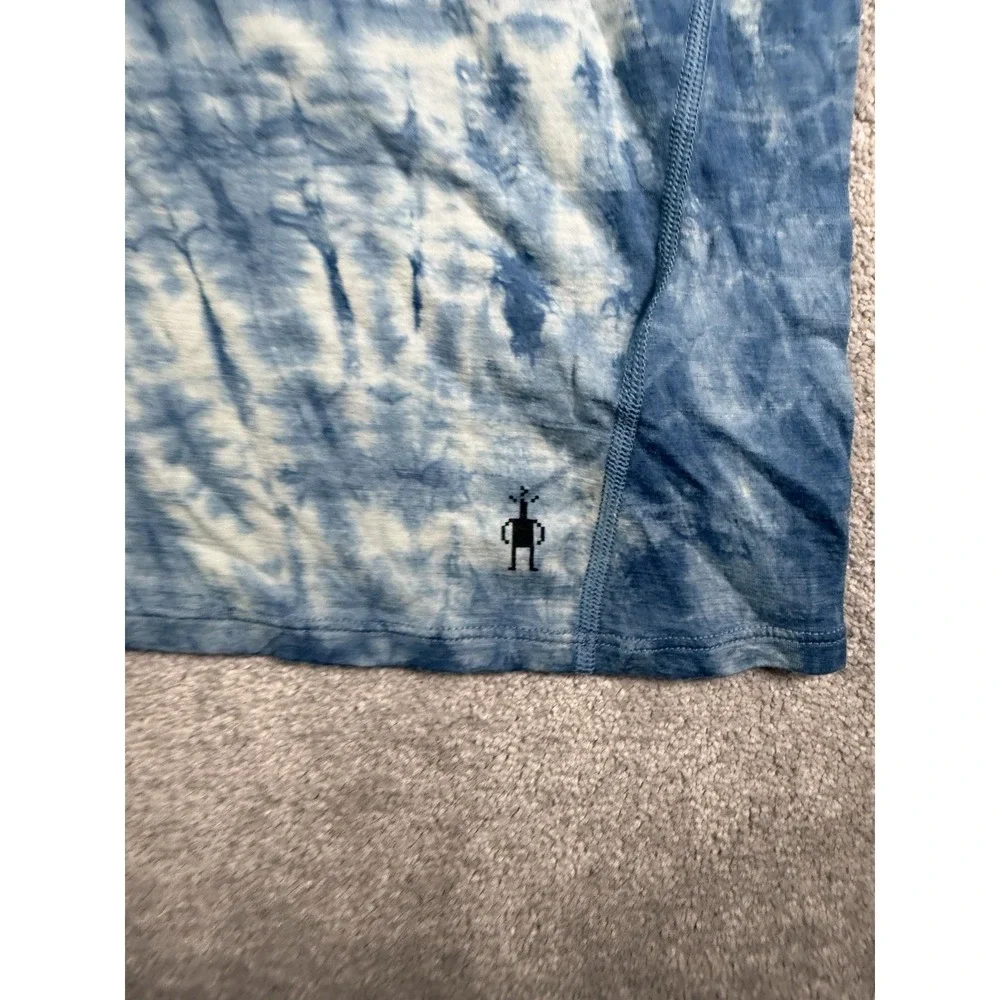SmartWool Merino Plant Dye Base Layer Mens L Blue Tie-Dye Long Sleeve
